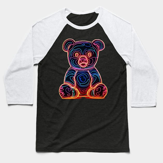 Neon Bear Baseball T-Shirt by apsi